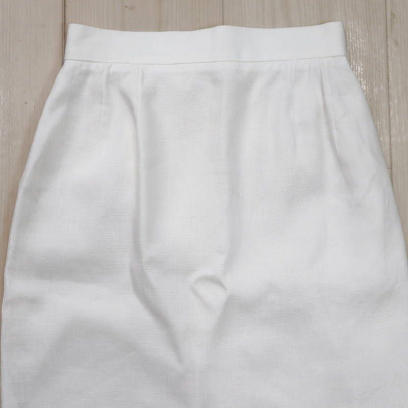 S 05-k 096 CHANEL シャネル ヴィンテージ 3 P太陽ボタン コットン スカート 36 ホワイト