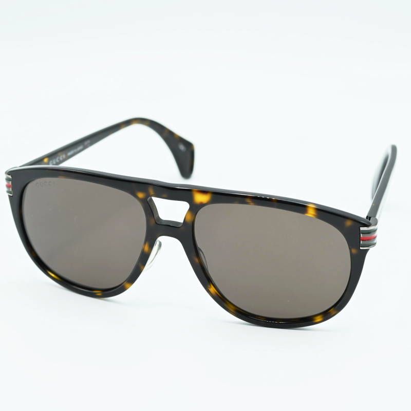 S 06-k 138 GUCCI グッチ サイドシェリーライン セルフレーム べっ甲柄 サングラス ブラウン GG 0525