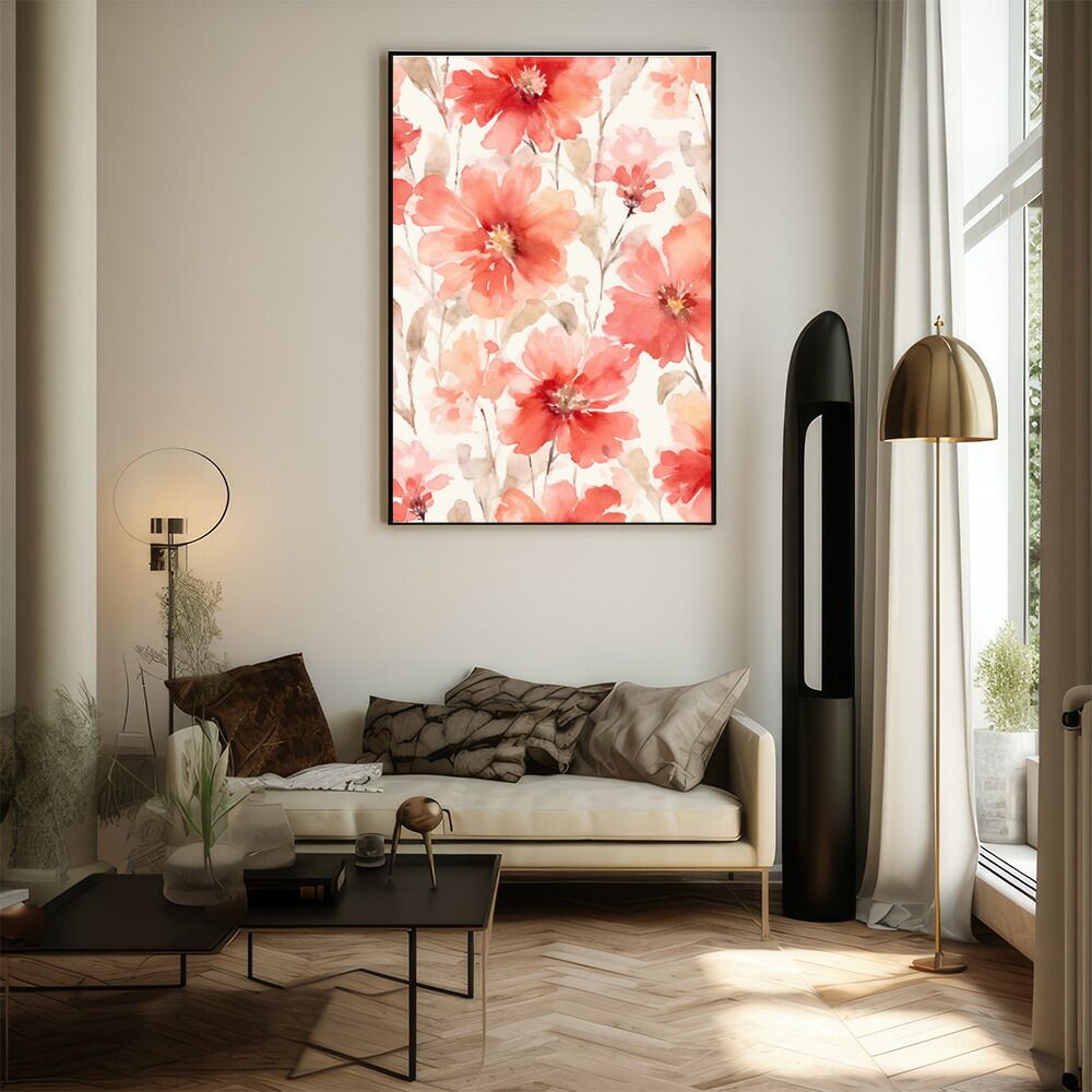 北欧風モダンアート A1サイズ（約59x84cm）】【lm-poster-578】【フレーム付き】花柄