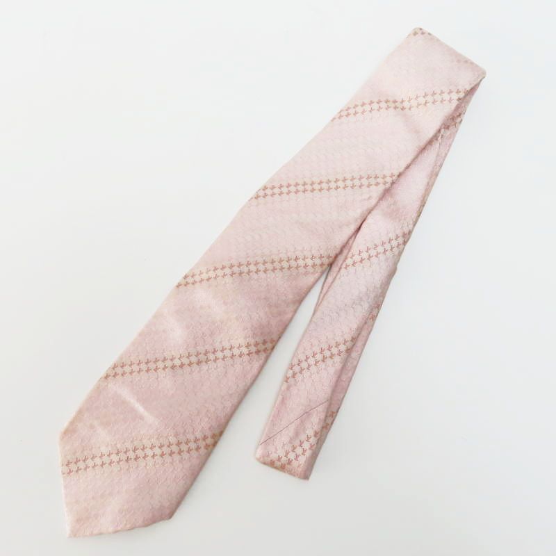 M 02-k 047 LOUIS VUITTON ルイヴィトン LVロゴ総柄 シルク ネクタイ ピンク