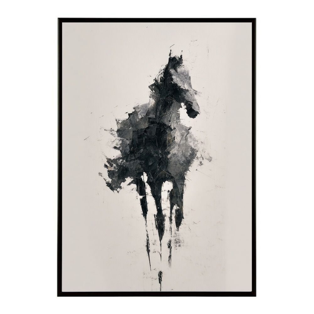【B4サイズ（約25x36cm）】【lm-poster-5784】【フレーム付き】ホースポスター 馬 抽象アート 水彩風 アブストラクト モダンデザイン 壁掛け ポスター イラスト