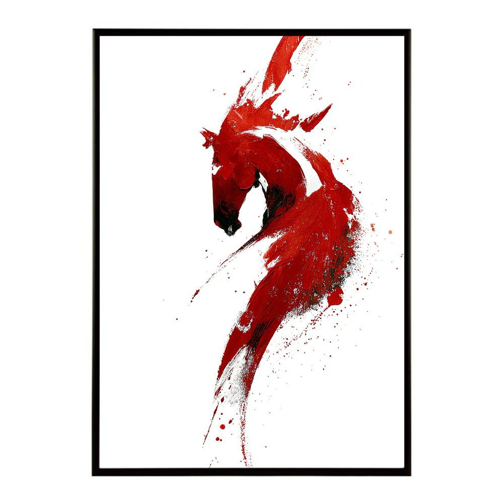 B 約73 x 103 cm lm poster 5787 フレーム付き ホースポスター 馬 抽象アート 水彩風 アブストラクト モダンデザイン 壁掛け ポスター イラスト