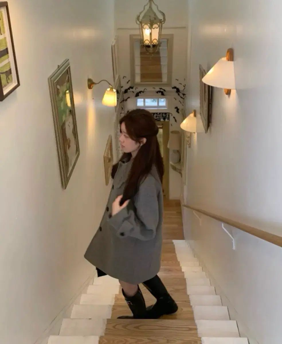 MIXXO ウールブレンド スタンド ハーフコート グレー Sサイズ