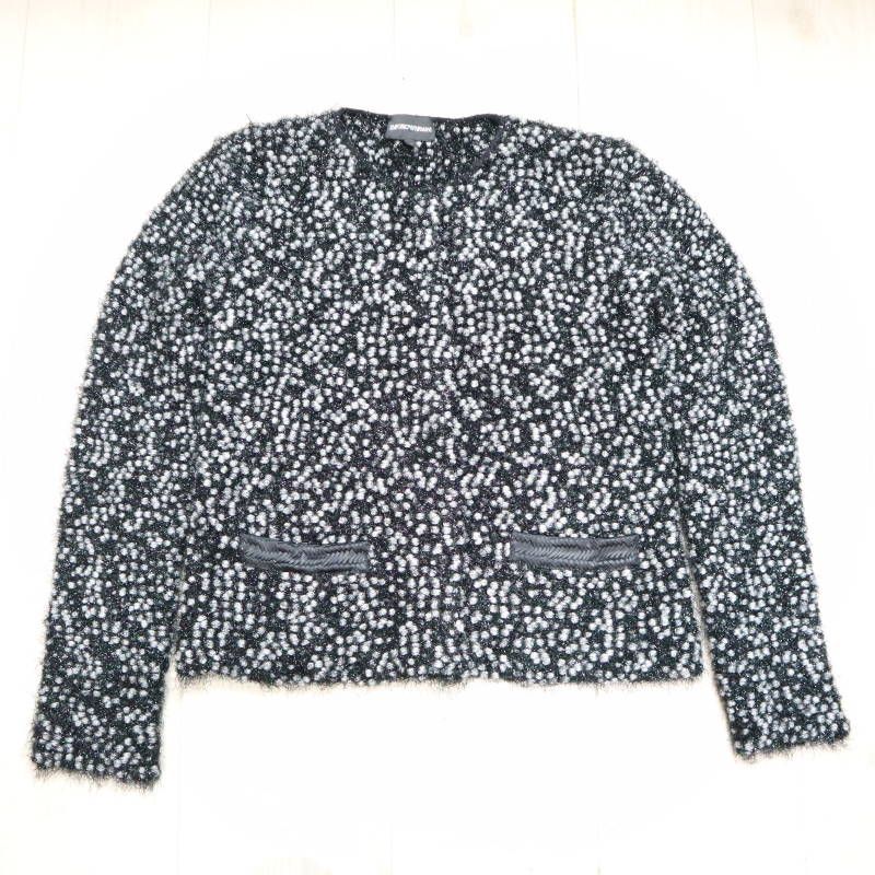 EMPORIO ARMANI エンポリオアルマーニ ポリアミド ウール 異素材 ジャケット 40 ブラック グレー M 10-k 006