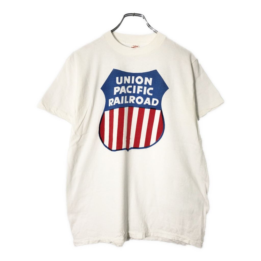 60年代 Healthknit ヘルスニット UNION PACIFIC Ｔシャツ ヴィンテージ ホワイト メンズ XL 古着 V 9069
