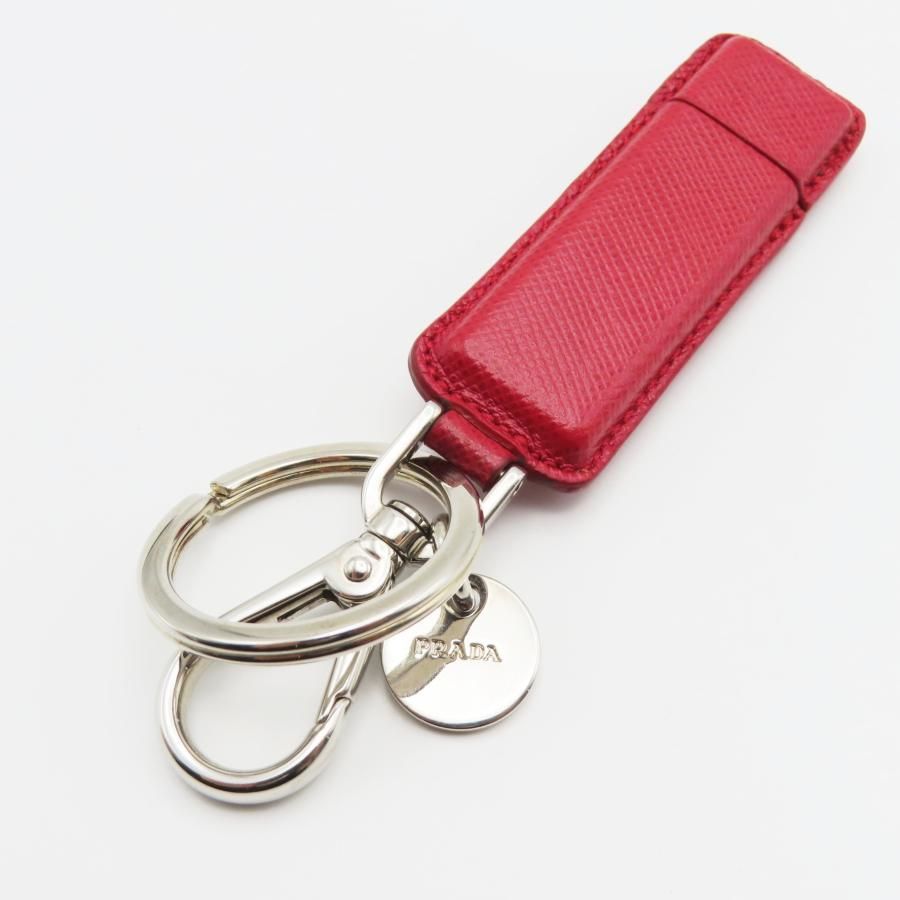 M 12-k 033 PRADA プラダ キーホルダー キーリング レザ― メタル USBメモリー 4 GB ボルドー シルバー