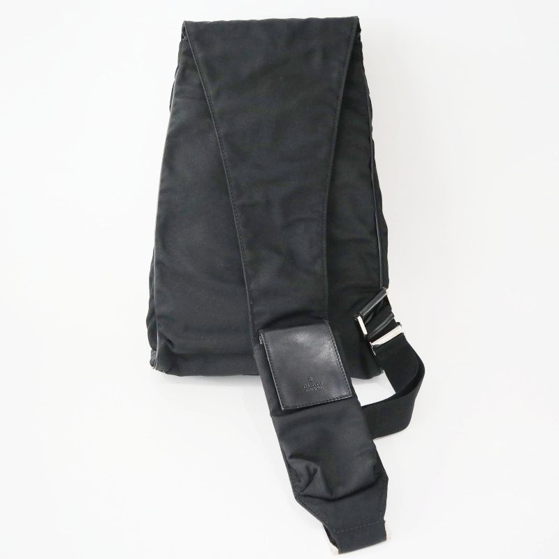 GUCCI グッチ ナイロンキャンバス レザ― ショルダーバッグ ボディバッグ 019 0325 ブラック K 10-k 053