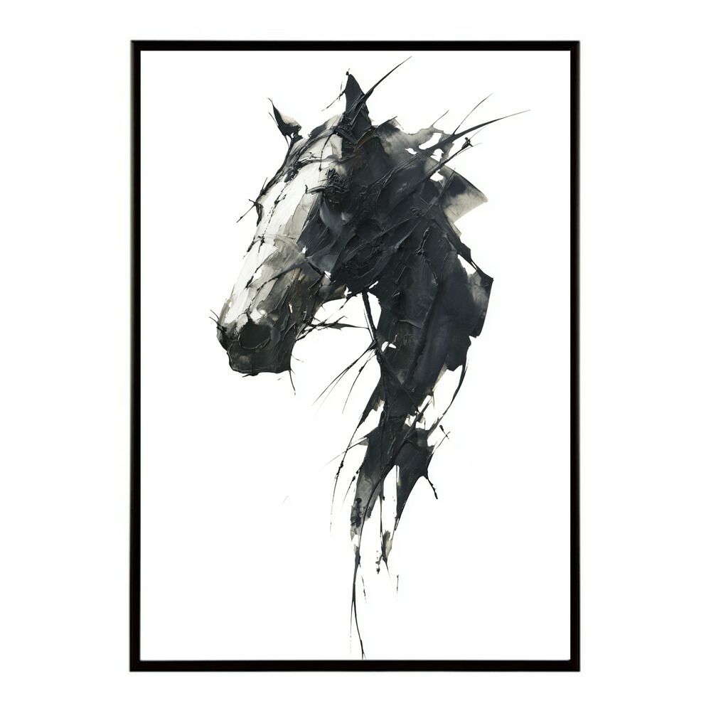 B 約73 x 103 cm lm poster 5795 フレーム付き ホースポスター 馬 抽象アート 水彩風 アブストラクト モダンデザイン 壁掛け ポスター イラスト