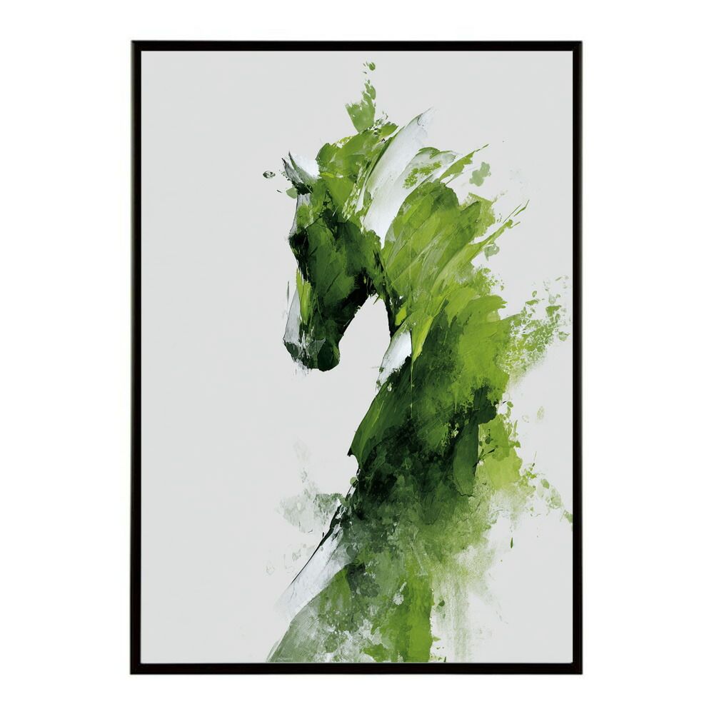 A 約84 x 119 cm lm-poster-5796 フレーム付き ホースポスター 馬 抽象アート 水彩風 アブストラクト モダンデザイン 壁掛け ポスター イラスト