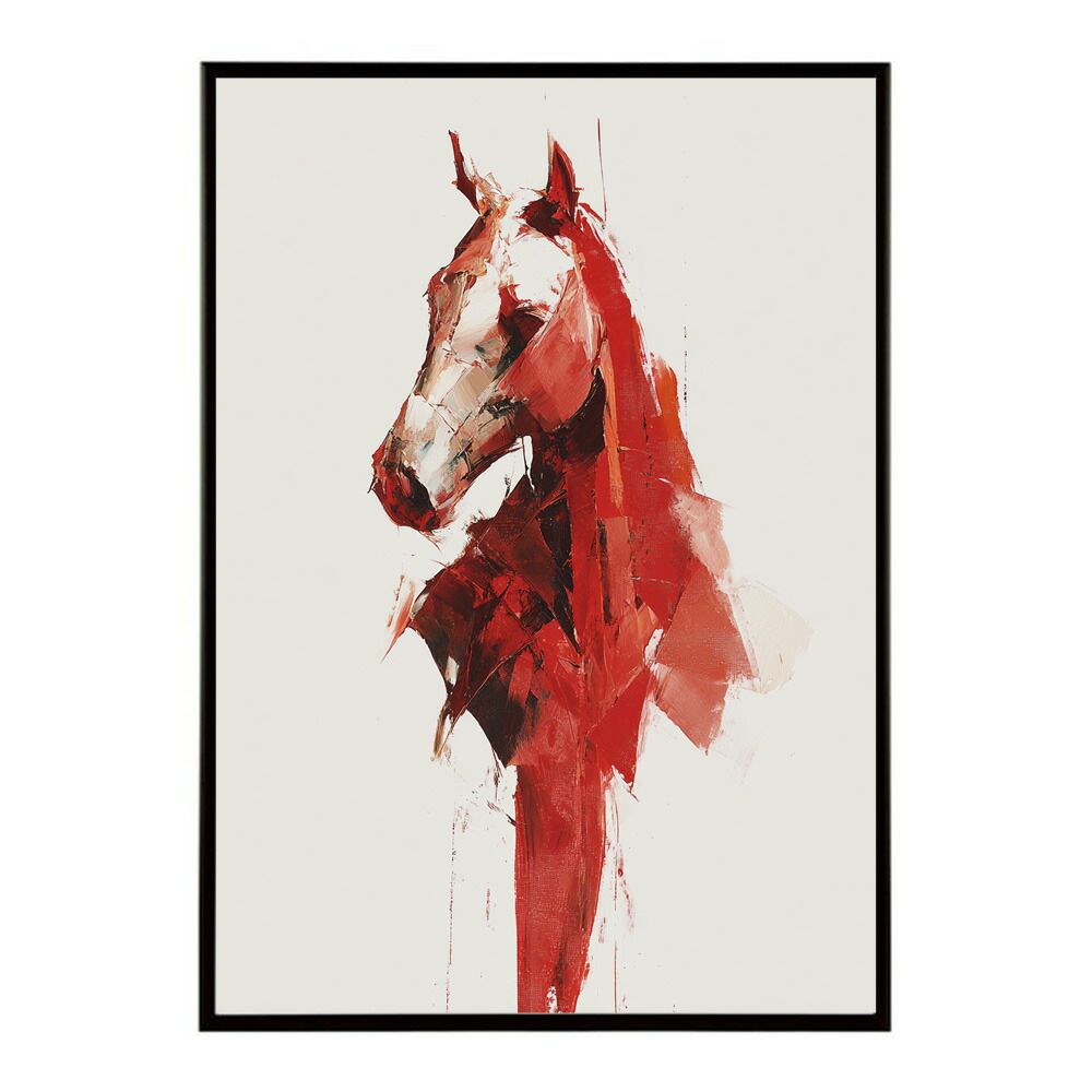 A 約42 x 59 cm lm poster 5799 フレーム付き ホースポスター 馬 抽象アート 水彩風 アブストラクト モダンデザイン 壁掛け ポスター イラスト