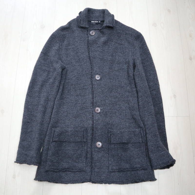 M 07 k 017 GIORGIO ARMANI ジョルジオアルマーニ ウール チェスターコート 48 ダークグレー