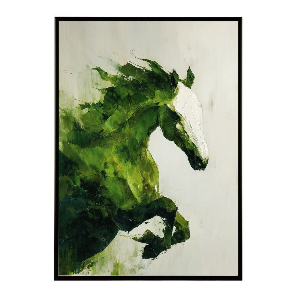 A 約84 x 119 cm lm poster 5802 フレーム付き ホースポスター 馬 抽象アート 水彩風 アブストラクト モダンデザイン 壁掛け ポスター イラスト