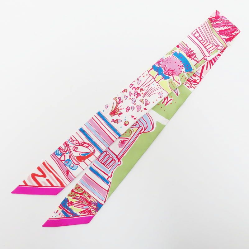 M 04-k 133 HERMES RAYURES D´ETE エルメス レイユール デテ シルク ツイリー スカーフ マルチ