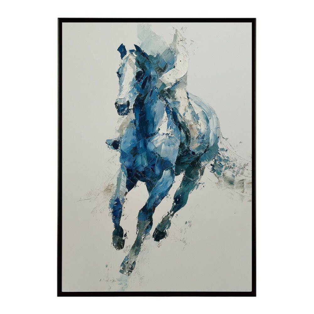 B 約51 x 73 cm lm-poster-5803 フレーム付き ホースポスター 馬 抽象アート 水彩風 アブストラクト モダンデザイン 壁掛け ポスター イラスト
