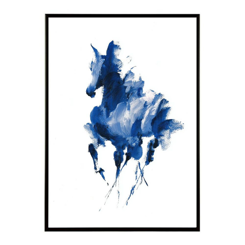 B 約51 x 73 cm lm poster 5806 フレーム付き ホースポスター 馬 抽象アート 水彩風 アブストラクト モダンデザイン 壁掛け ポスター イラスト