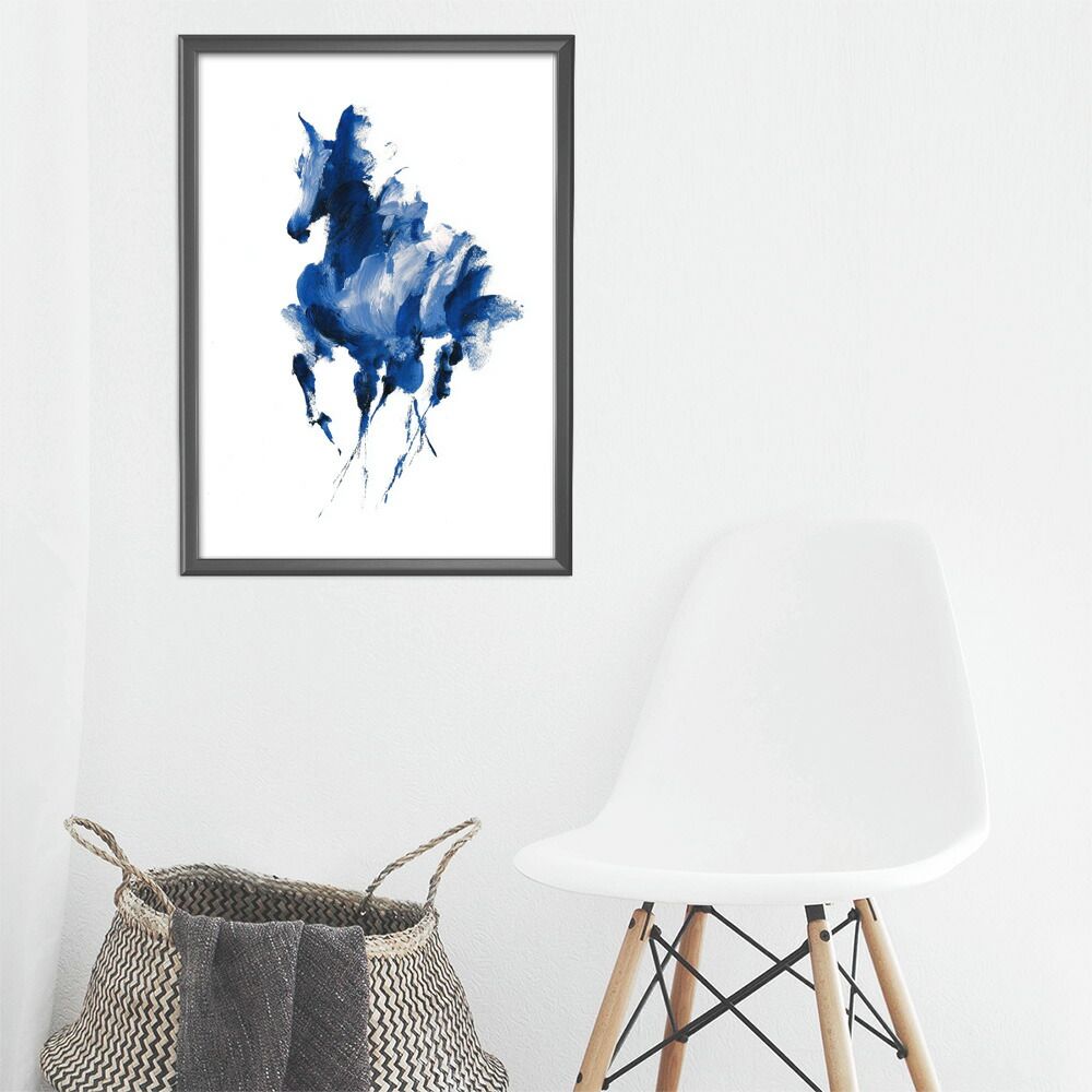 B 約51 x 73 cm lm-poster-5806 フレーム付き ホースポスター 馬 抽象アート 水彩風 アブストラクト モダンデザイン 壁掛け ポスター イラスト