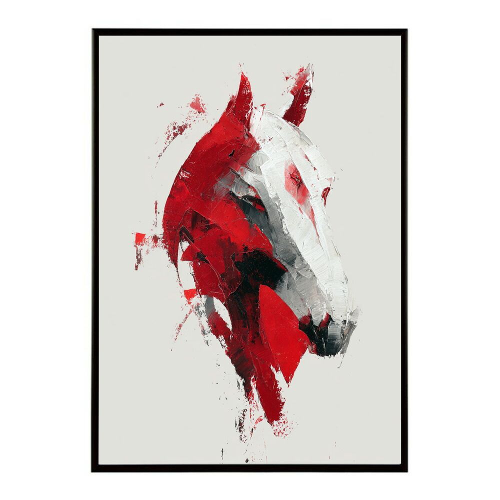 A 約59 x 84 cm lm-poster-5809 フレーム付き ホースポスター 馬 抽象アート 水彩風 アブストラクト モダンデザイン 壁掛け ポスター イラスト