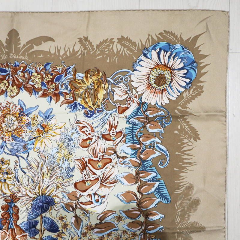 HERMES L'Ile Deserte エルメス 無人島 カレ90 シルク 大判スカーフ