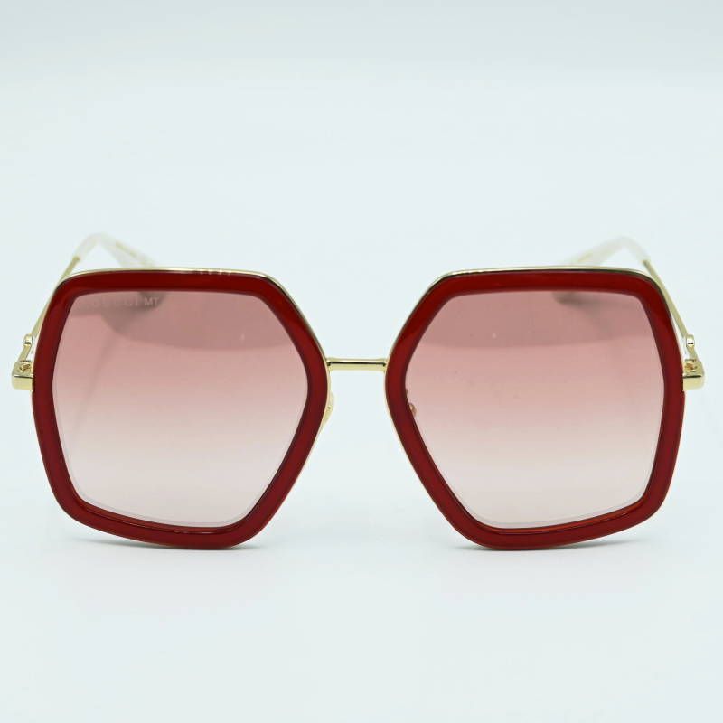 S 06-k 139 GUCCI グッチ サイドGG ハチ グラデーションレンズ サングラス ボルドー ゴールド シルバー GG 0106