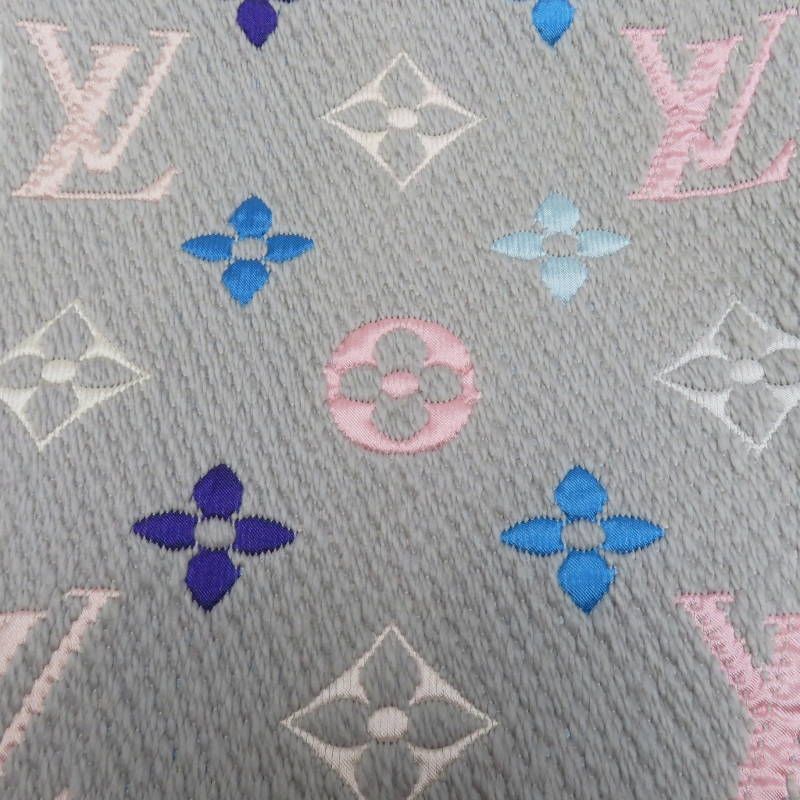 S 04-k 170 LOUIS VUITTON ルイヴィトン モノグラム エシャルプ･ロゴマニア レインボー ウール シルク マフラー グレー マルチ M 75874