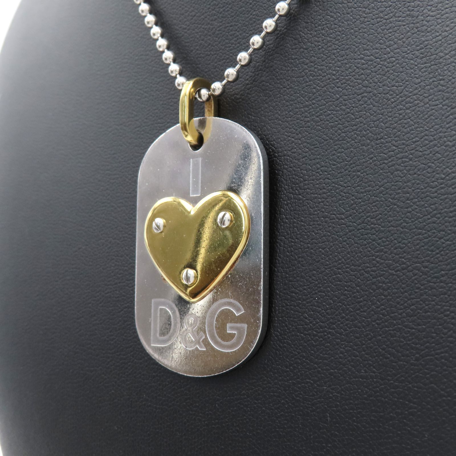 D&G ディーアンドジー ドッグタグ ネックレス ロゴ シルバーカラー