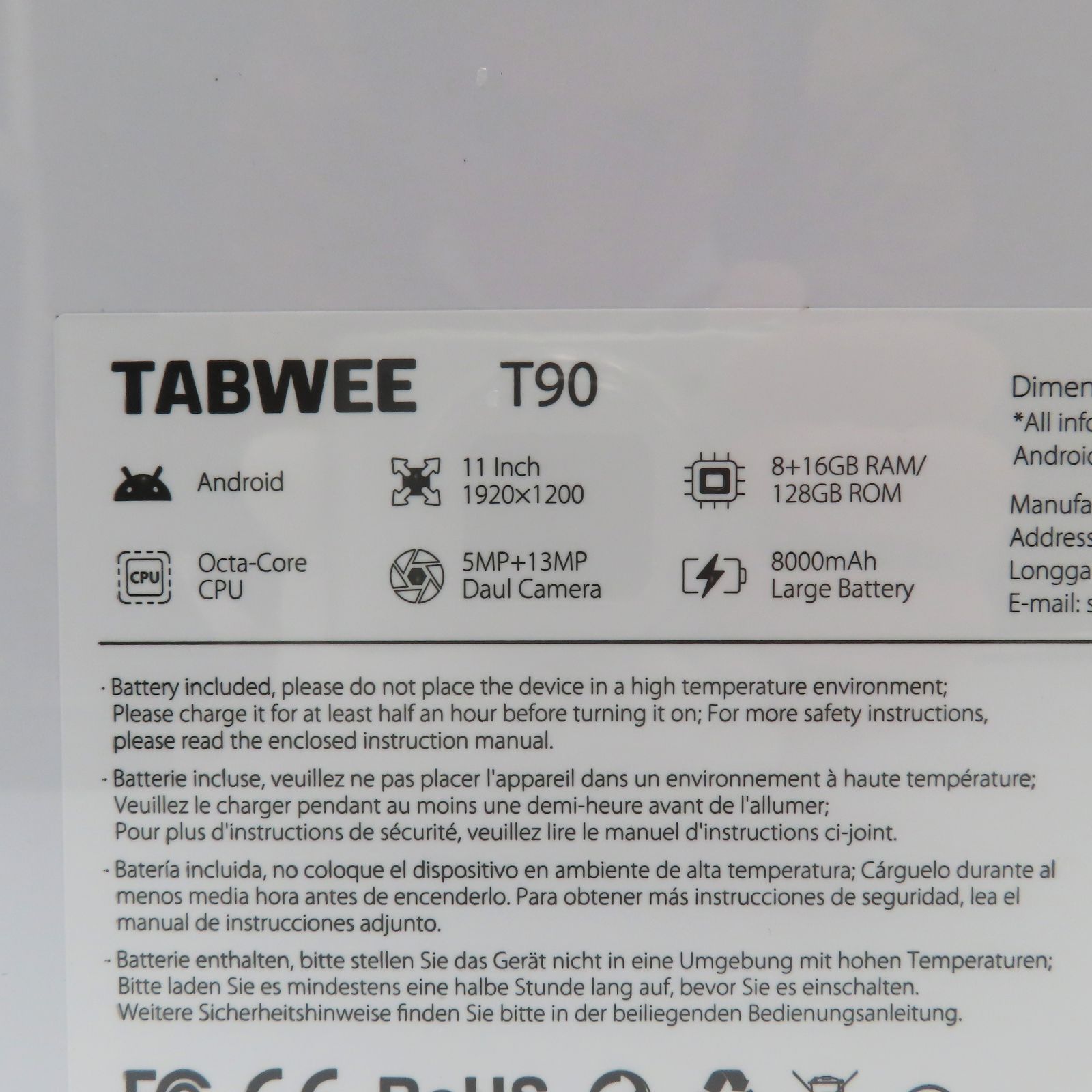  TABWEE T 90 11 inch 8 16 GB RAM 128 ROM Android Octa-Core タブレット アンドロイド 11インチ Androidタブレット本体 タブレット