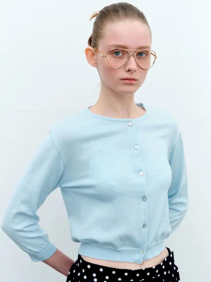 ポニーテール ファッション クロップドカーディガン m