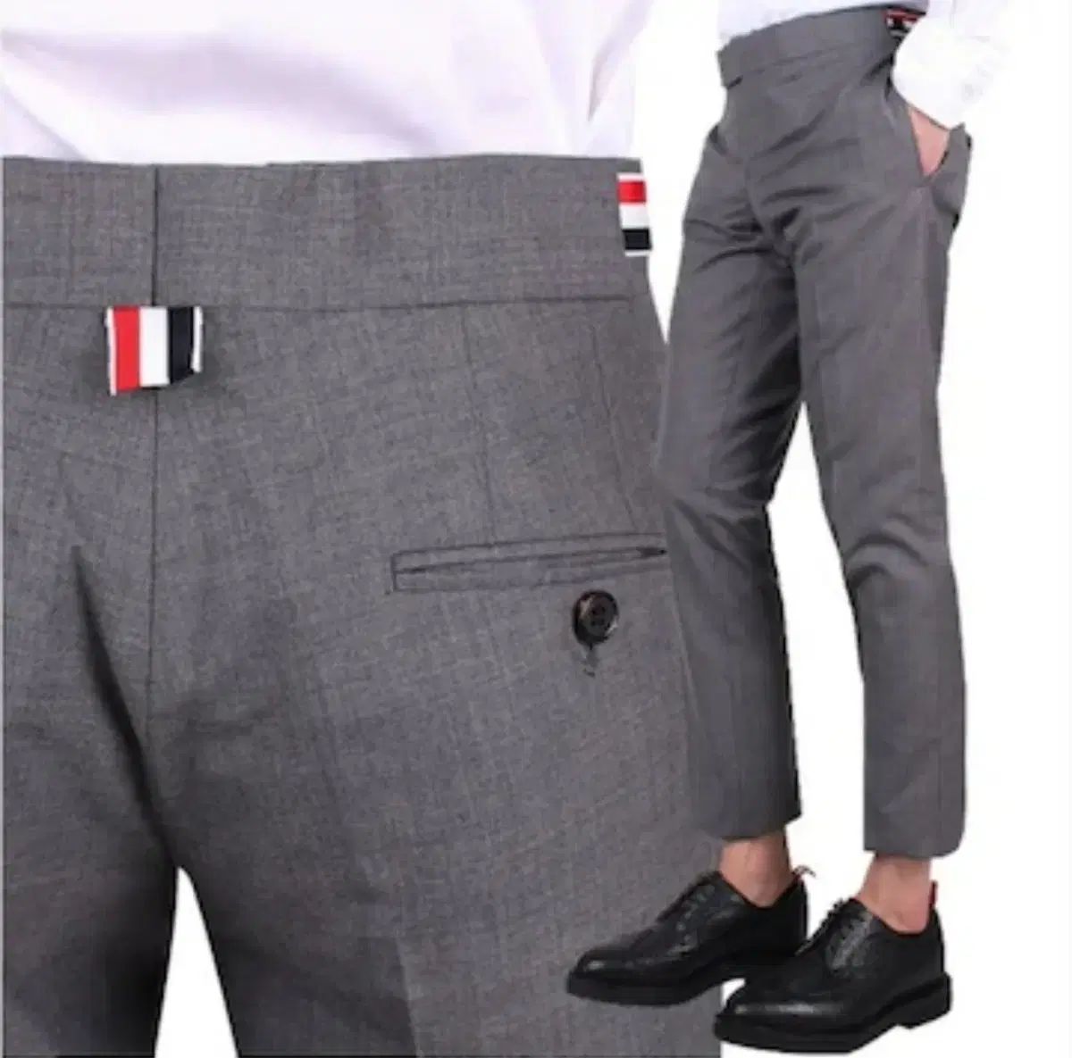 トム・ブラウン 三本ストライプ スラックス グレー - メルカリ