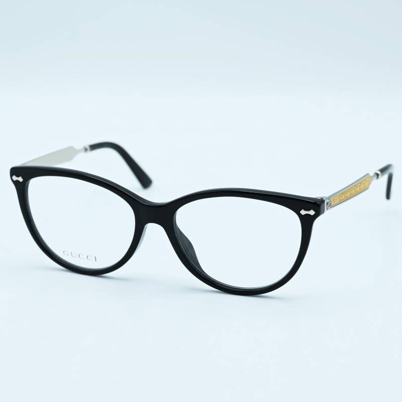 S 06-k 101 GUCCI グッチ サイドGGロゴ デザイン セル メタルフレーム デモレンズ メガネ ブラック ゴールド シルバー GG 3840 F