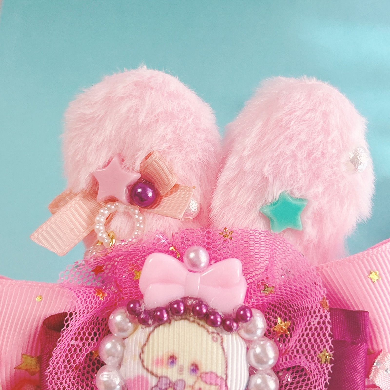 ゆめかわうさみみリボン】姫キャット◇ハンドメイド//キッズリボン