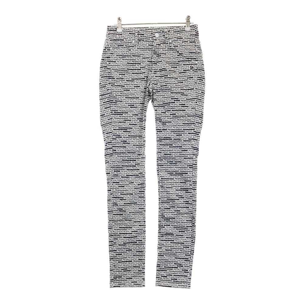 サイズ 00 PEARLY GATES パーリーゲイツ モデル ストレッチパンツ ロゴ総柄 ホワイト系 ゴルフウェア レディース ストスト