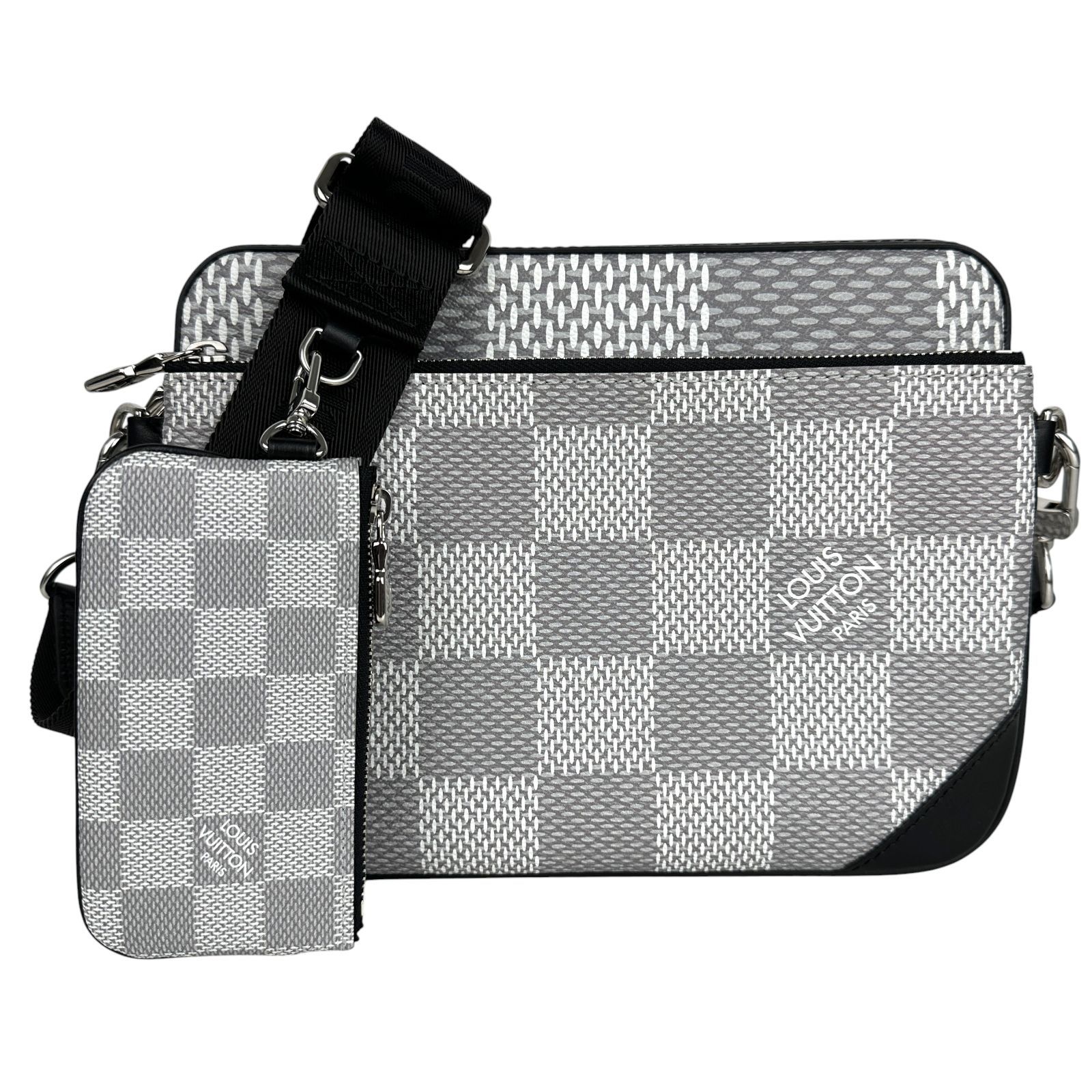 Louis Vuitton ルイ ヴィトン トリオ メッセンジャー N 50027 ダミエ グラフィット 3 D ホワイト グレー 白 ショルダーバッグ セカンドバッグ ポーチ 斜め掛け メンズ -A 9356