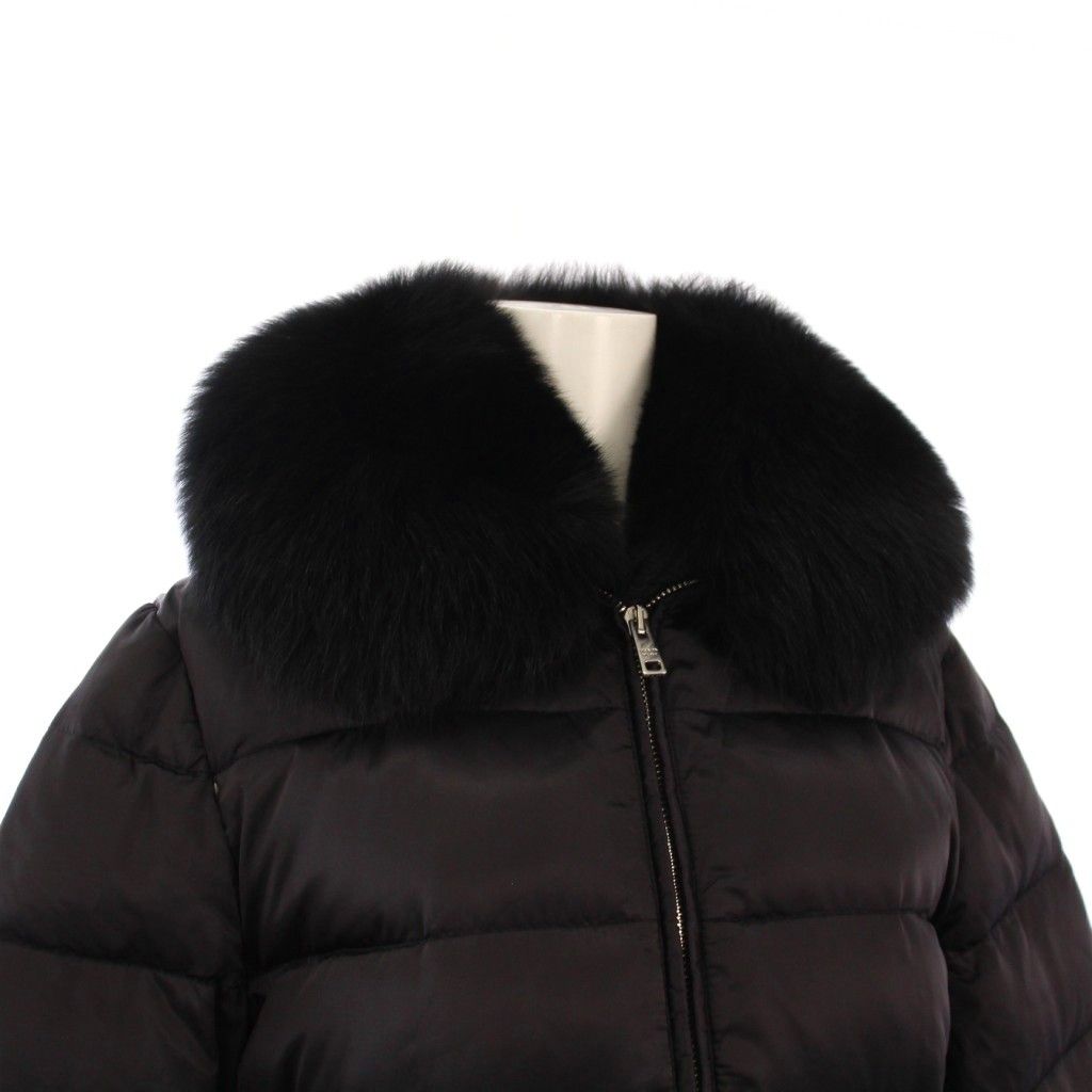 プラダ PRADA ダウンコート アウター ミドル丈 フォックスファー