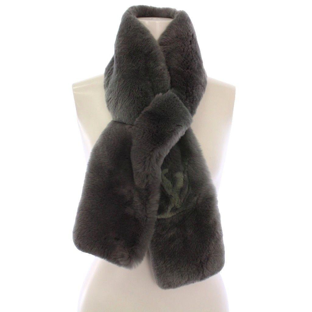 ルイヴィトン LOUIS VUITTON エシャルプ レックス ラビットファー アナウサギ ファー マフラー グレー KH OH