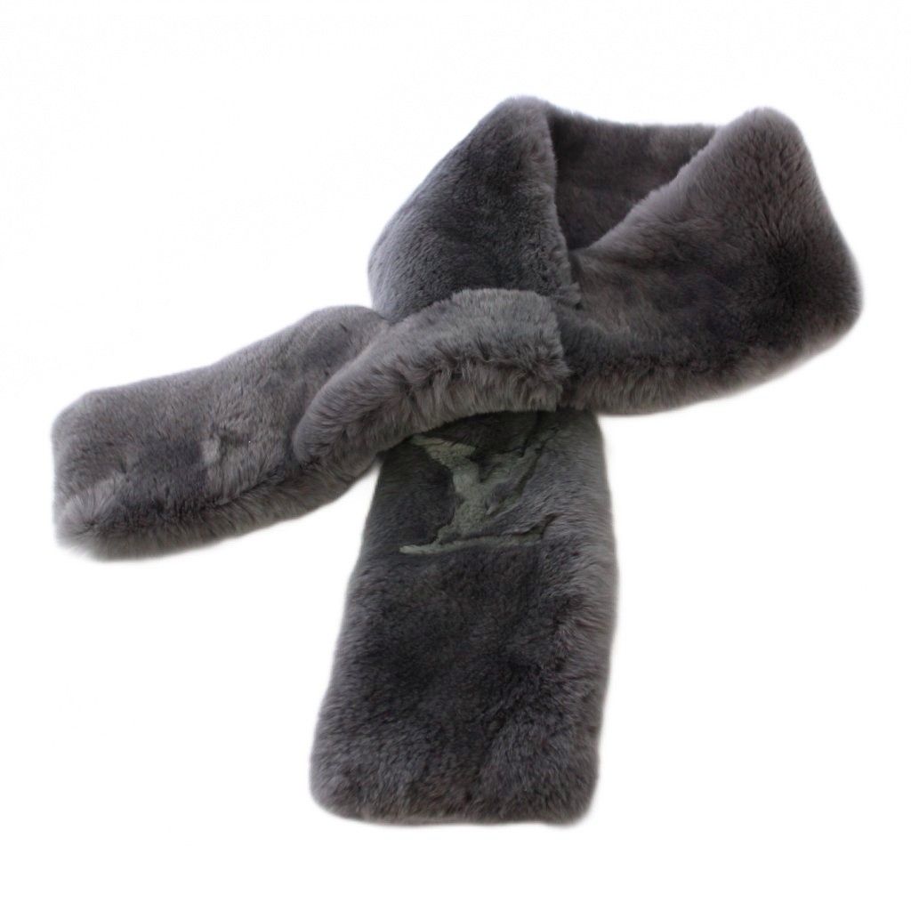 ルイヴィトン LOUIS VUITTON エシャルプ レックス ラビットファー アナウサギ ファー マフラー グレー KH OH