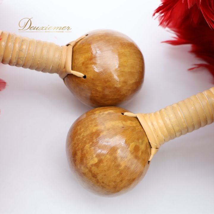 フラダンス ウリウリ マラカス 小物 レッド系 楽器 一体型 赤 黄 茶