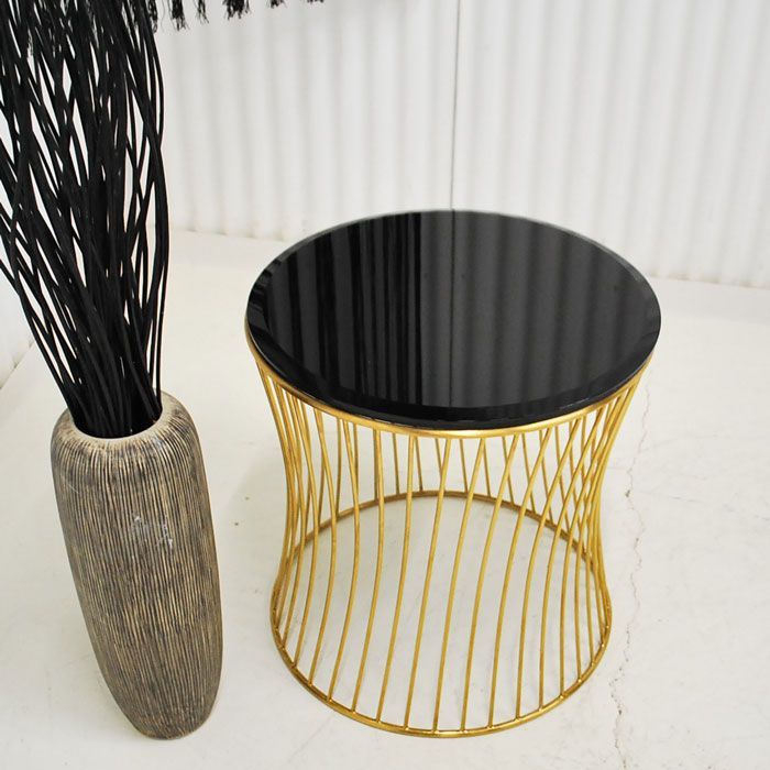 アウトレット 現品限り 一部 大 ラグジュアリーモダン ブラック ゴールド サイドテーブル 空間を優雅に演出 230406 タンブルサイドテーブル