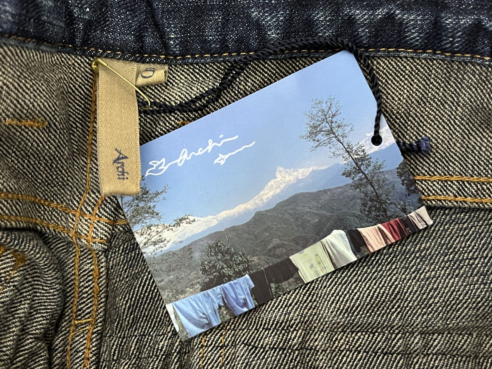 ウール切り替え カーブデニムパンツ