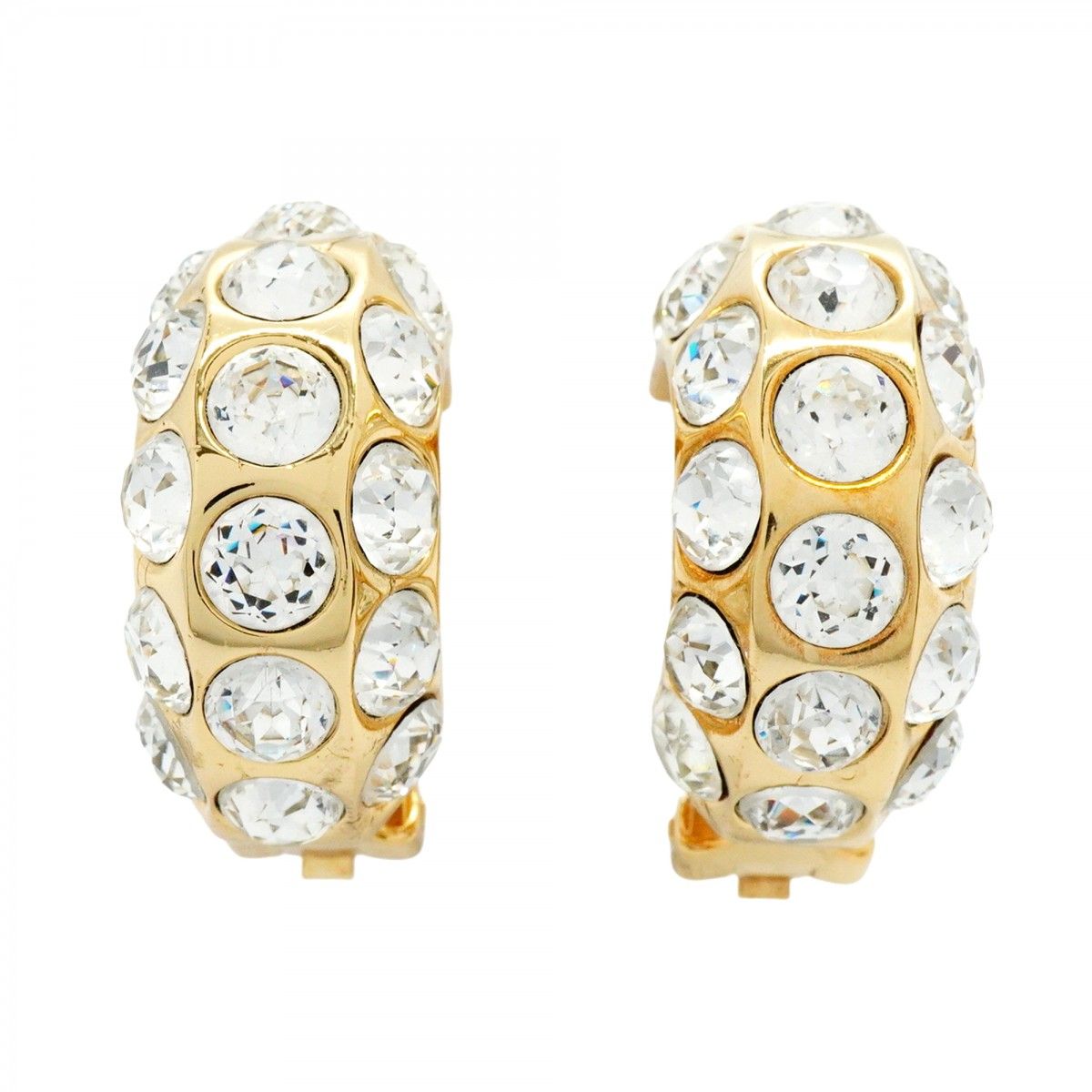 5 jpb 0274 クリスチャンディオール イヤリング GPメッキ ラインストーン ゴールド レディース