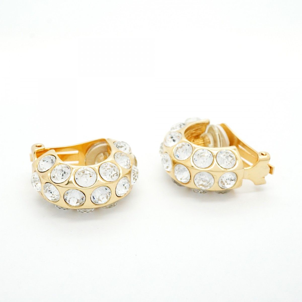 5 jpb 0274 クリスチャンディオール イヤリング GPメッキ ラインストーン ゴールド レディース