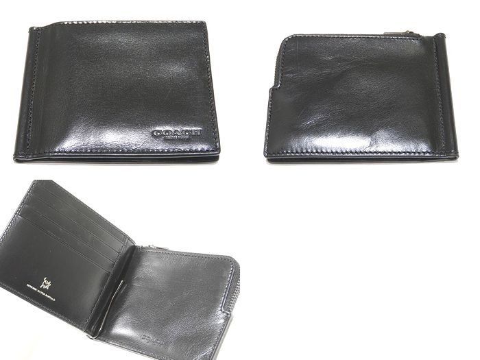 まだ コーチ マネー クリップ 二つ折り財布 CJ 885 B ボックスド ビルフォールド ウォレット ブラック 水牛 WATER BUFFALO 7 L