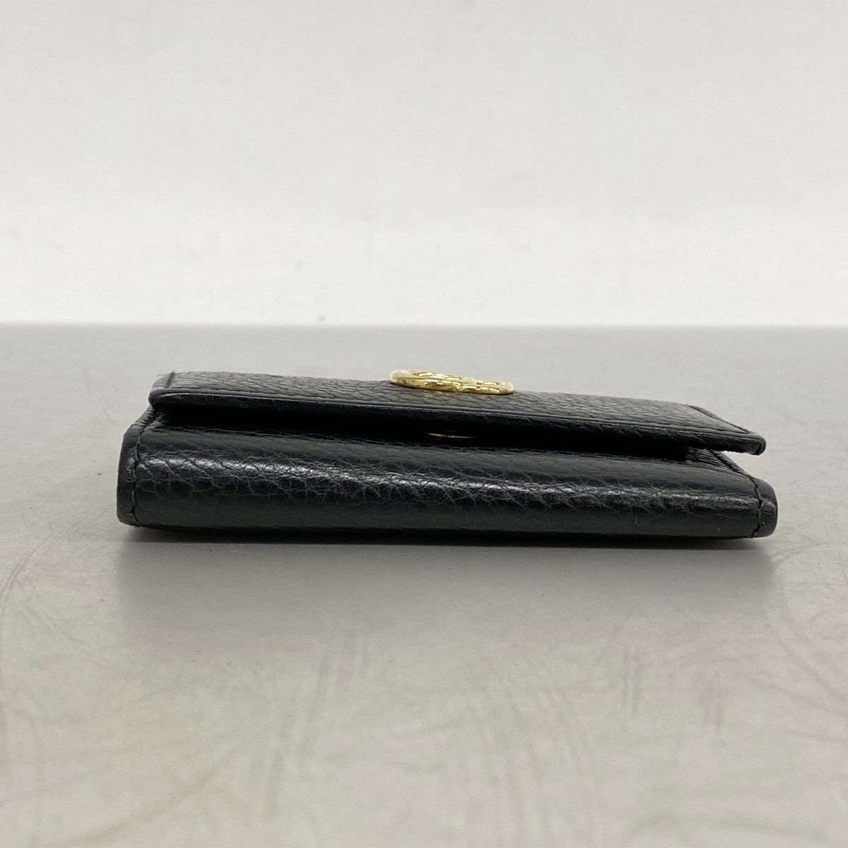  5 pc 3113 グッチ キーケース GGマーモント 456118 レザー ブラック ゴールド金具 レディース キーケース 小物