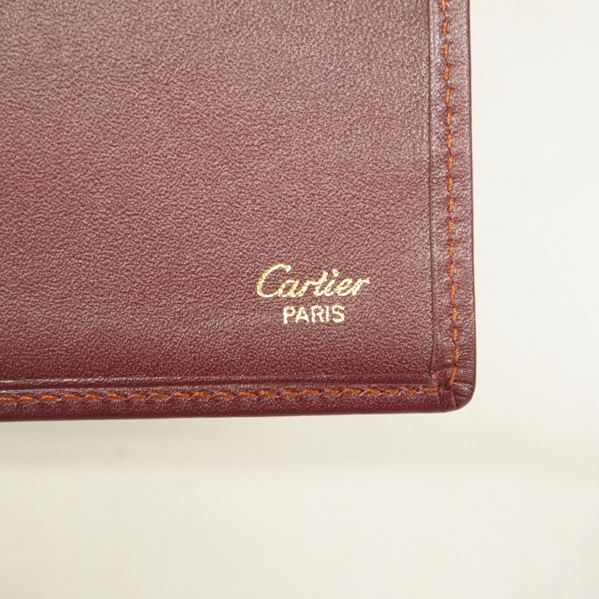 5pc3191】カルティエ 長札入れ マスト レザー ボルドー ゴールド金具