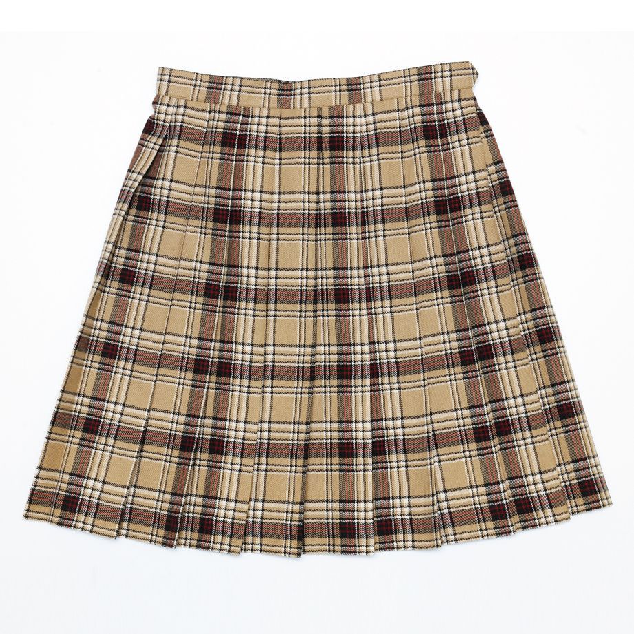 Buiii プリーツスカート キャメルチェック BUISK-0001-03