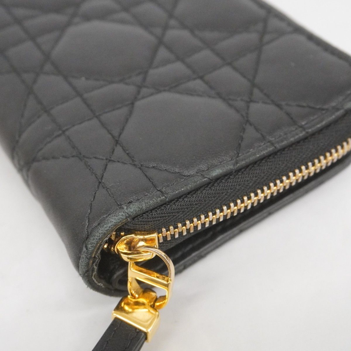 【5pc3269】クリスチャンディオール 財布 カナージュ レザー ブラック ゴールド金具【中古】レディース 5pc3269】クリスチャンディオール 財布 カナージュ レザー ブラック