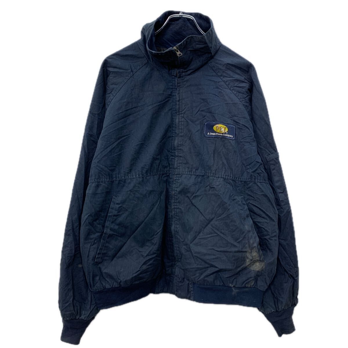 ARAMARK ワークジャケット 1XL ダークネイビー ジップアップ ワッペン 無地ジャケット アームポケット ジャケット 春秋物 a712-6492