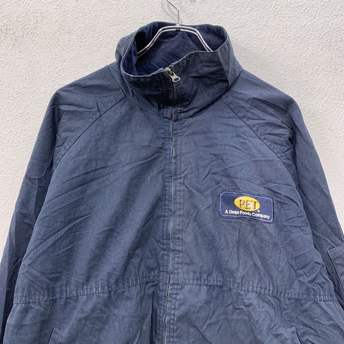 ARAMARK ワークジャケット 1XL ダークネイビー ジップアップ ワッペン