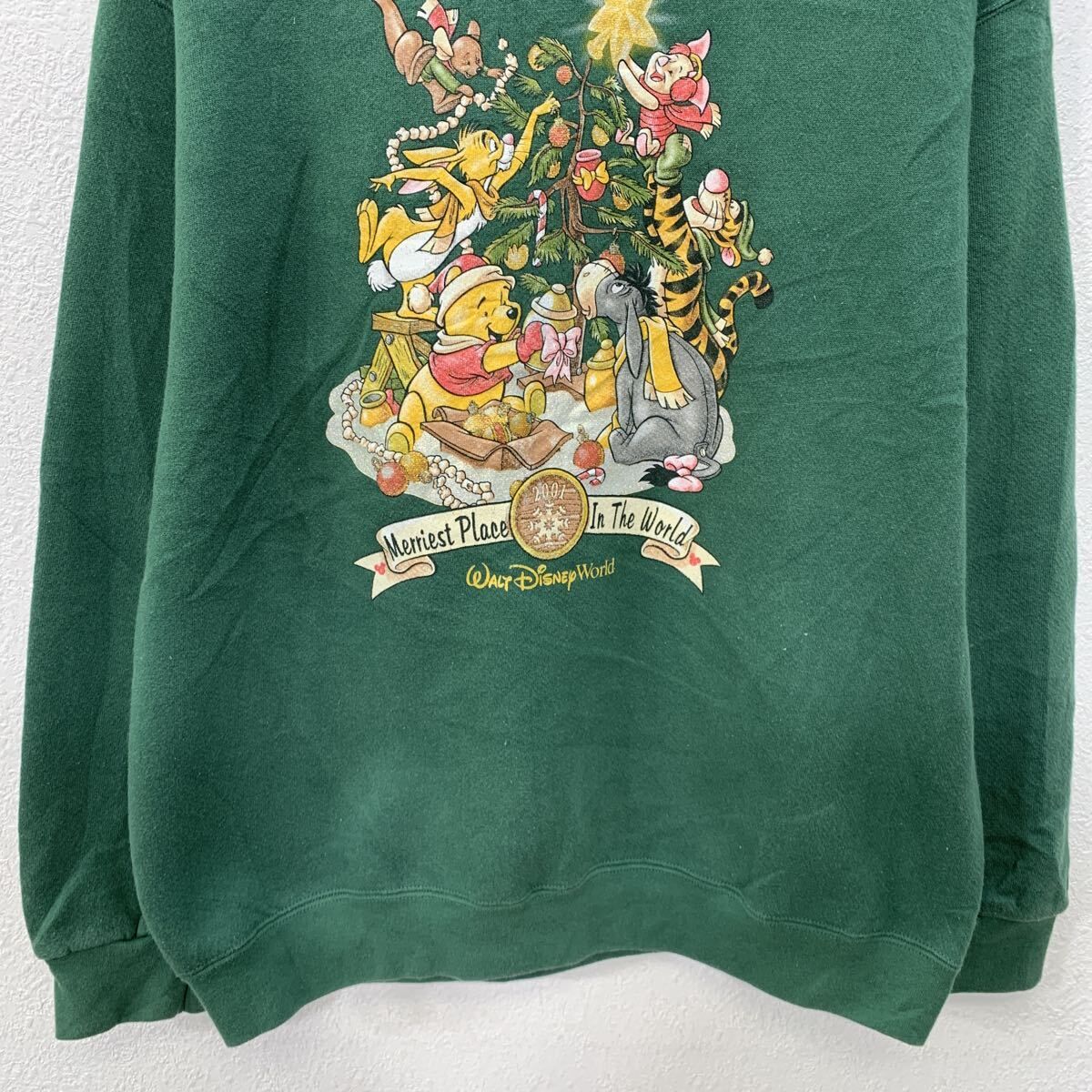 USA製 Disney World プリントスウェット トレーナー L グリーン