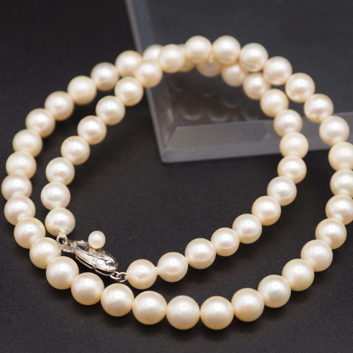 L035 本真珠 6.8mm珠 パール SILVER刻印 ネックレス デザイン