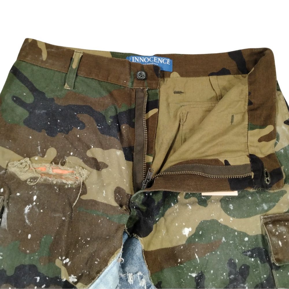 INNOCENCE NYC イノセンス ダメージ ペイント 加工 迷彩×デニム カーゴ
